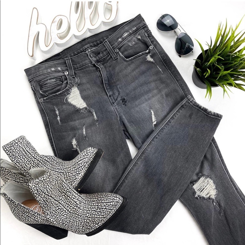 KSUBI Spray On Distressed Skinny Jean Carbon Black